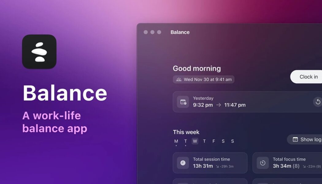 Mac gets time tracking app ‘Balance’ with a focus on work-life balance