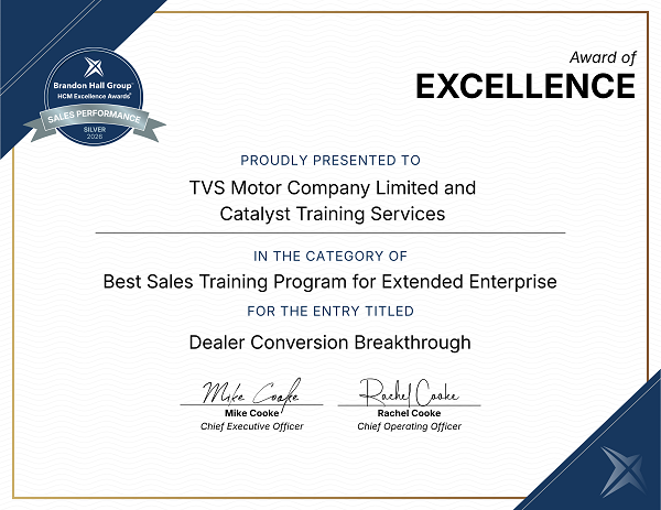 Indian Sales Consulting Firm Wins Global Recognition for Dealer Sales Transformation 2 36534 01 HCM Certificates Silver CATALYST